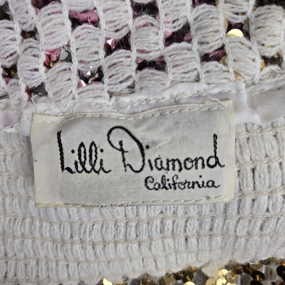 Vtg 70s Lilli Diamond Sequin Knit Top M Long Sleeve V-Neck Fairy Whimsy Disco - Picture 8 of 8